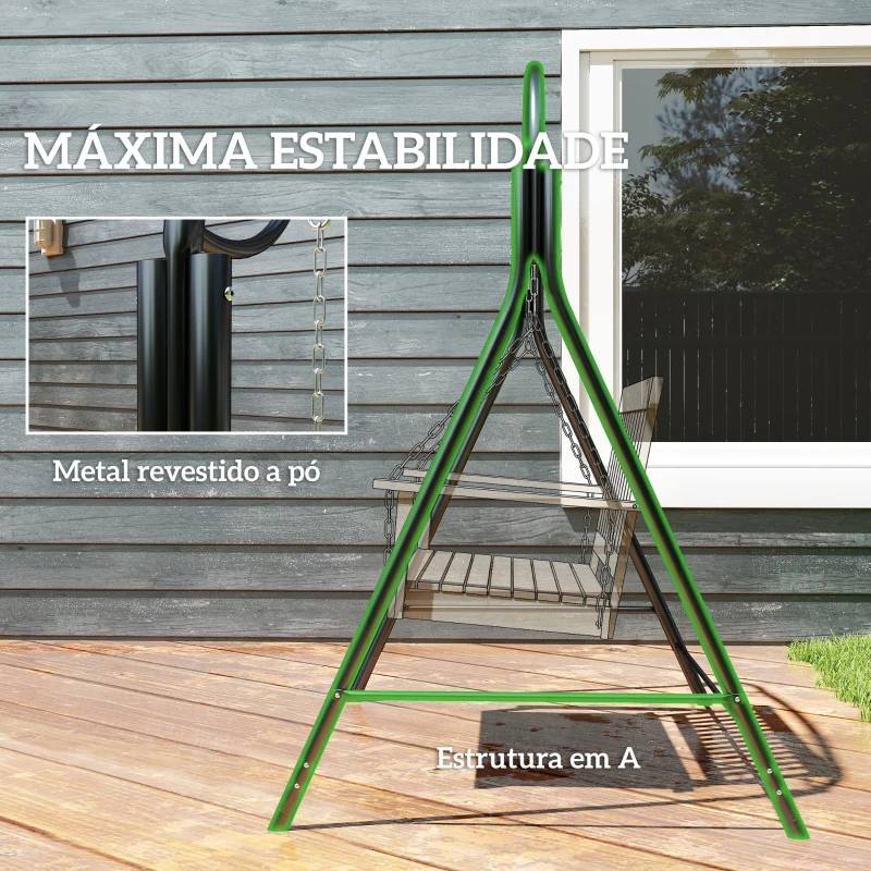Outsunny Suporte para Baloiço de Metal Estrutura de Baloiço Resistente com Pés em Forma de A Carga 220 kg  172x126x170 cm Bronze