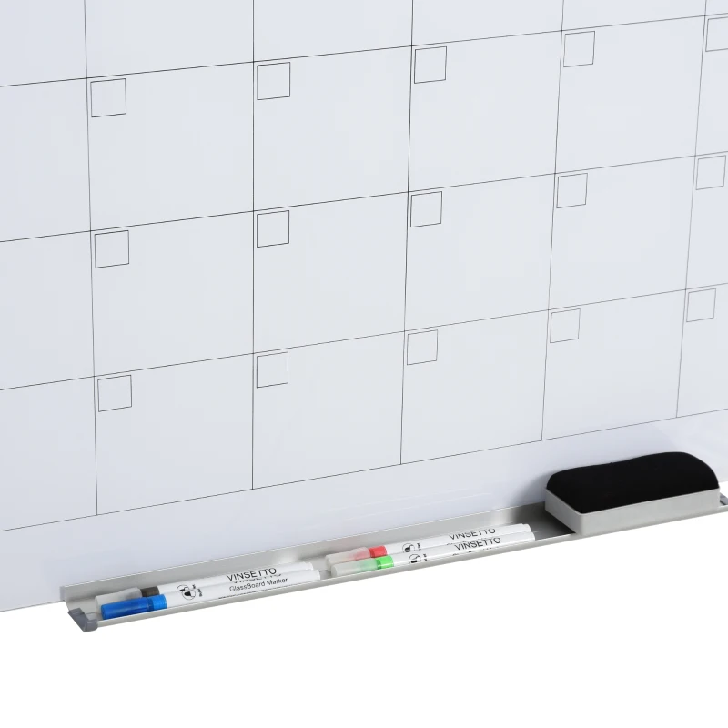 Vinsetto Whiteboard Kalender 90 x 60cm Wandkalender mit Stiftablage Trocken Abwischbar Wochenplaner mit 4 Stifte, Radierer, Monatskalender für Büro Schule Küche Zuhause