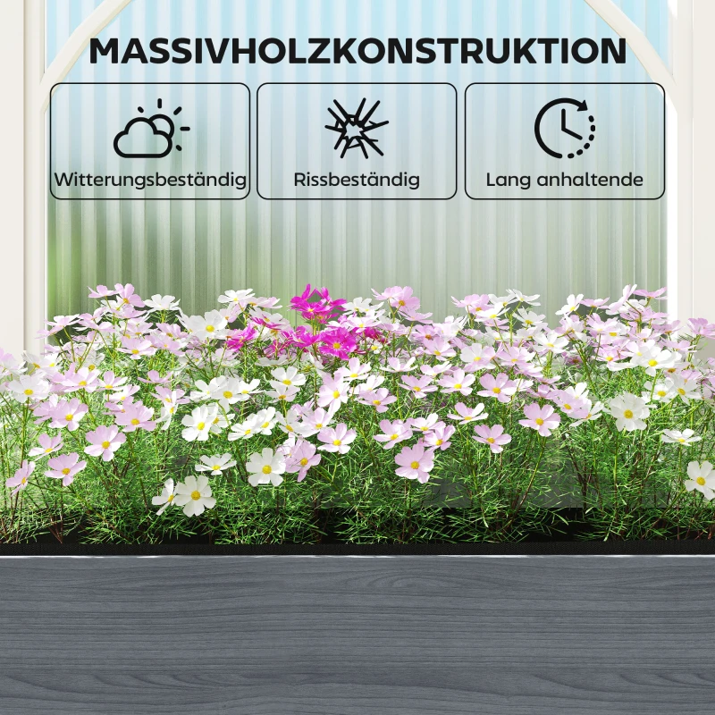 Outsunny Hochbeet Massivholz Pflanzbeet Frühbeet Gartenbeet Blumenkasten für Kletterpflanzen Blumen 98x37x90 cm Grau+Naturholz