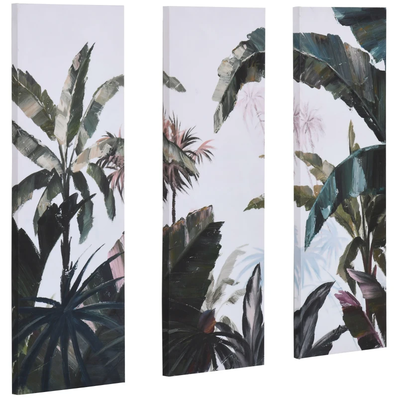 HOMCOM Tableau 3 parties sur toile triptyque - décoration murale - style jungle dim. 90L x 30l cm