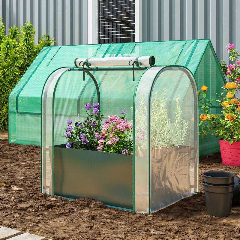 Outsunny Mini Estufa com Bolsa de Plantação Estufa Pequena Portátil para Interior e Exterior 68x50x70 cm Verde