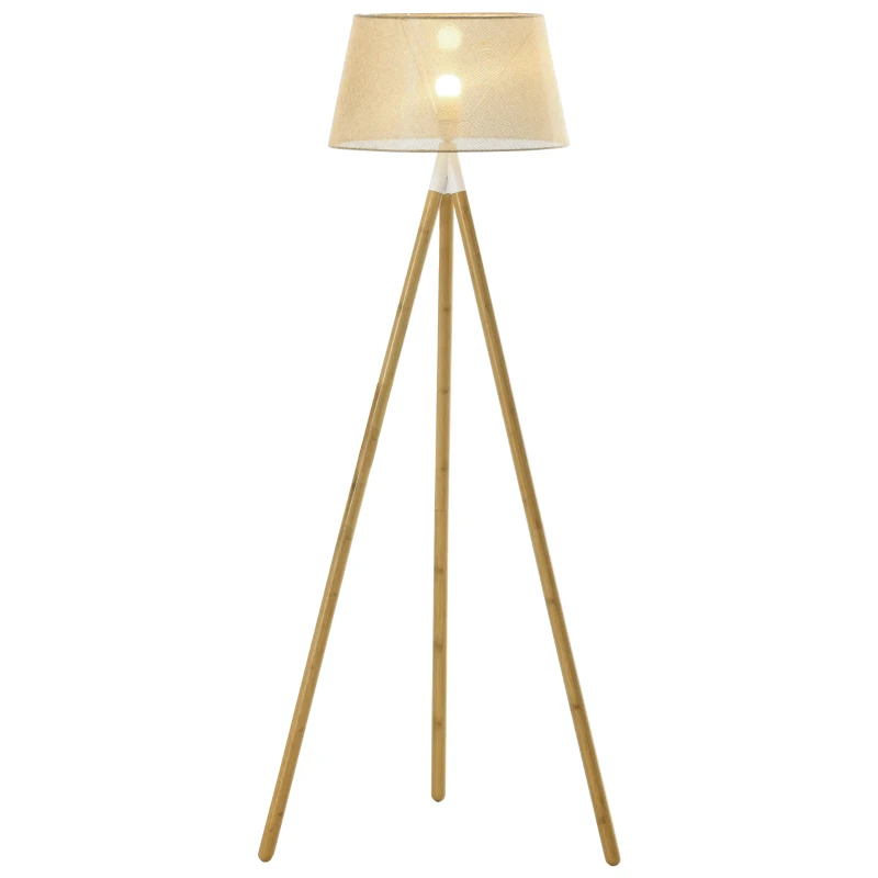 HOMCOM Stehlampe Stehleuchte Standleuchte mit Bambus Holz-Stativ modern künstlerisch für das Wohnzimmer Schlafzimmer PVC ABS 67x 67 x 154 cm