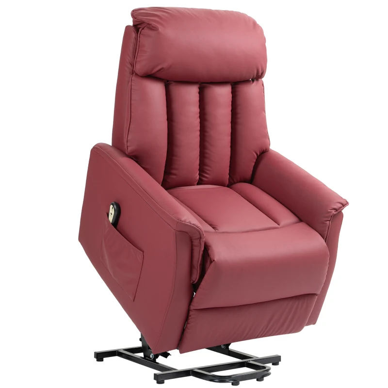 HOMCOM Fotoliu Relax Reclinabil cu Funcție de Ridicare Electrică, Telecomandă și Suport pentru Picioare, 80x94x104cm, Roșu