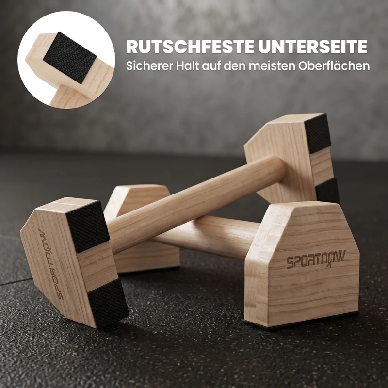 SPORTNOW Push Up Bars im 2er-Set, robust & rutschfest, bis 120 kg, Buchenholz, 30x13x10cm, Natur
