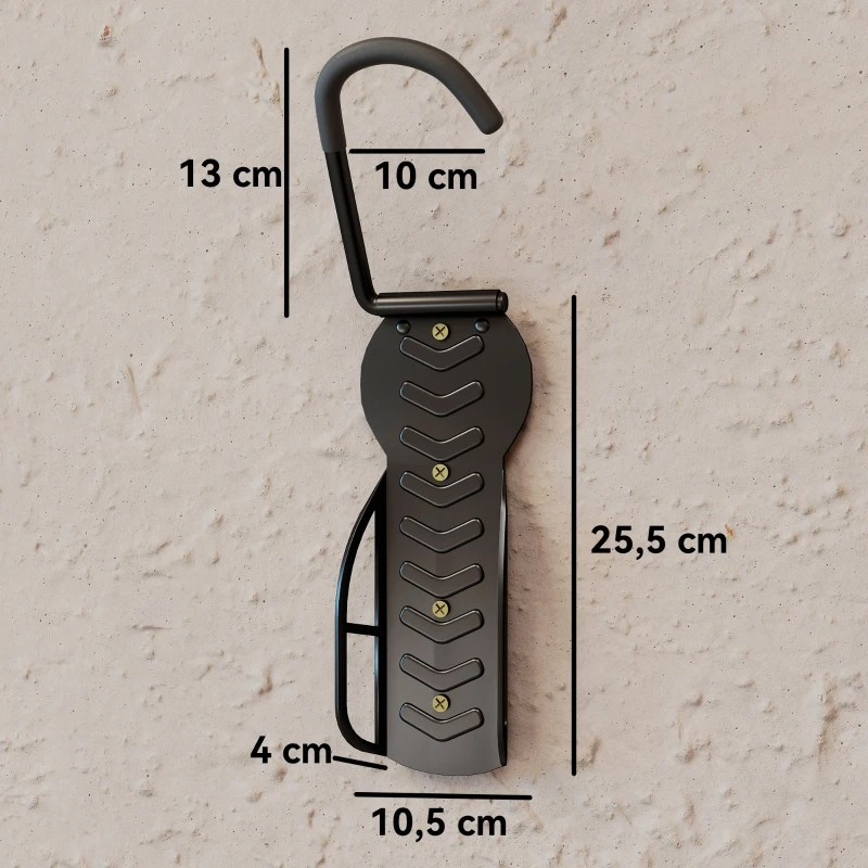 SPORTNOW Conjunto de Suportes de Parede para Bicicletas com 4 Peças Gancho Dobrável 25,5x10,5x4 cm Preto
