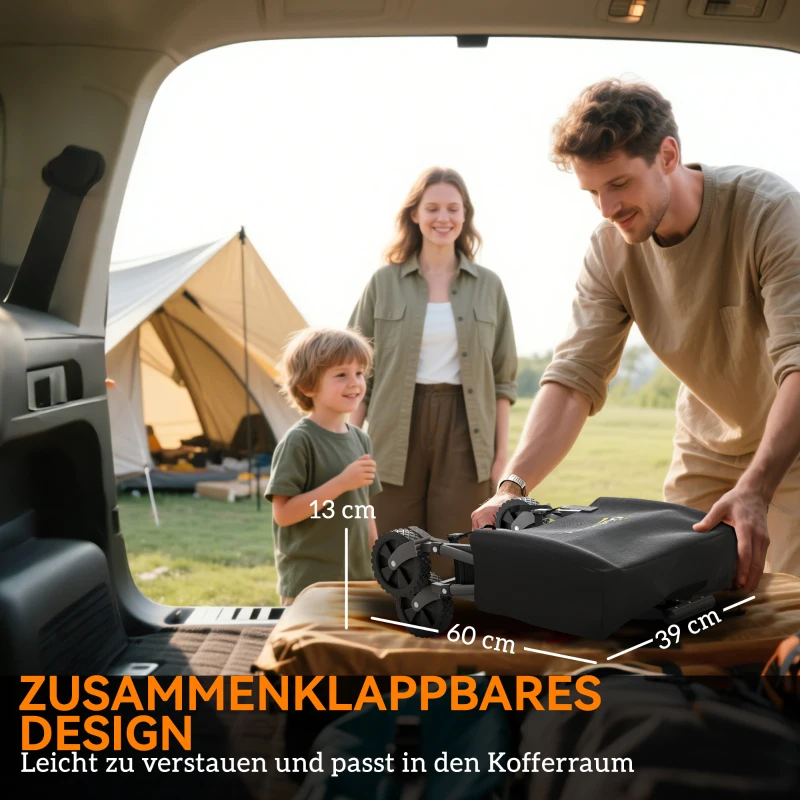 Outsunny Bollerwagen Faltbar Handwagen 360° Gartenwagen mit verstellbarem Griff Strandwagen bis 60 kg für Sport Einkauf Schwarz