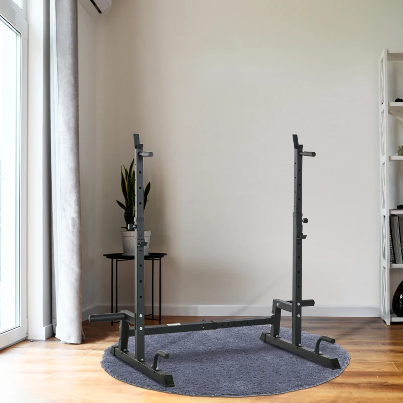 HOMCOM Hantelständer Multi-Funktions Langhantelablage Hantelablage höhenverstellbar Langhantel Krafttraining bis 150 kg belastbar Barbell Rack Stahl Schwarz