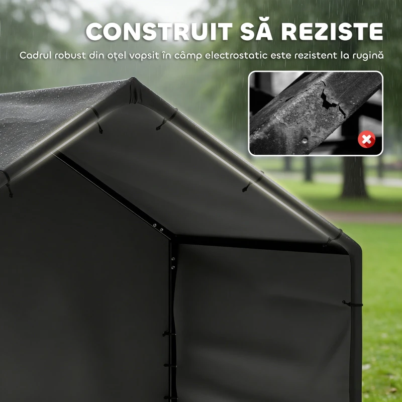 PawHut Cușcă pentru Câini de Exterior din Material Oxford, pentru Câini de Talie Mică, Medie și Mare, Negru
