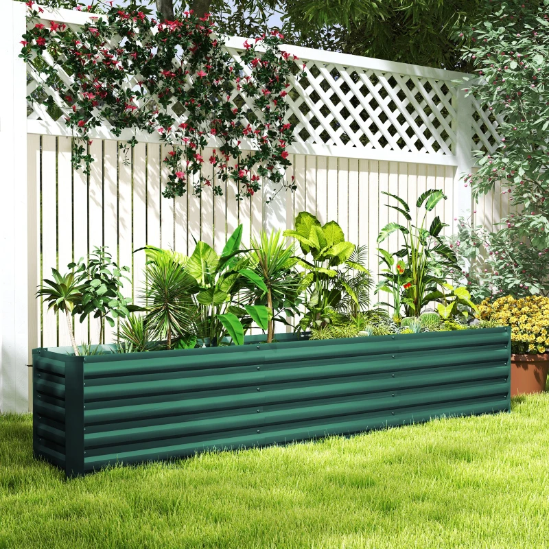 Outsunny Pat pentru Grădină cu Fund Deschis și Margini Rotunjite din Oțel Zincat, 240x40x45 cm, Verde