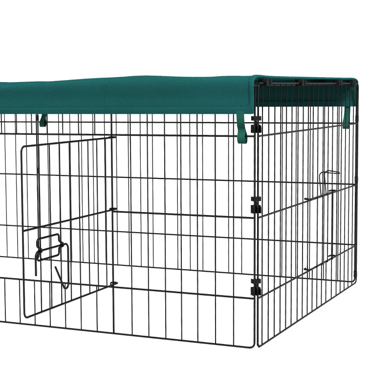 PawHut Parc enclos modulable acier avec bache pour lapins rongeurs petits animaux intérieur extérieur 185L x 75l x 50H cm vert