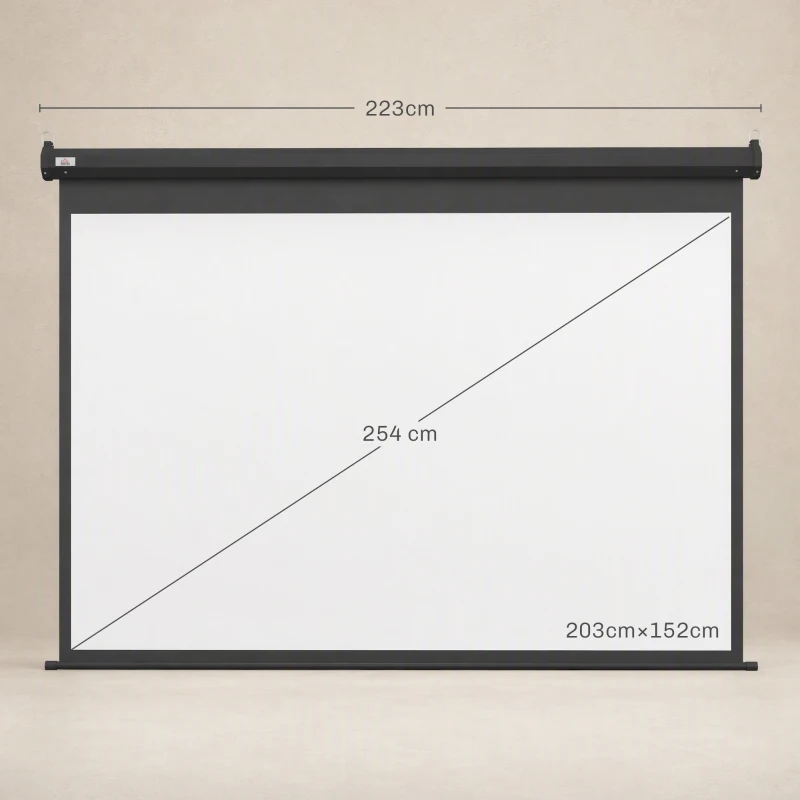 HOMCOM Schermo per Proiettore 100" Formato 4:3 Regolabile con Telecomando, 203x152cm, Nero