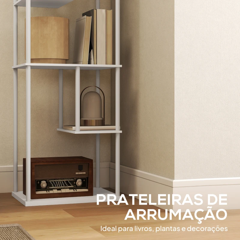 HOMCOM Candeeiro de Pé com Prateleiras Brilho e Temperaturas de Cor Ajustáveis 3000K-6500K e Temporizador 40x29x171 cm Branco