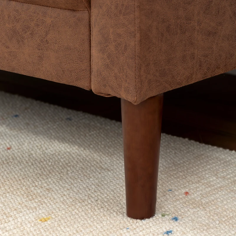 HOMCOM Sofá de 2 Lugares Estofado em Microfibra Sofá Moderno com Pés de Madeira Apoio de Braços 130x78x85 cm Castanho