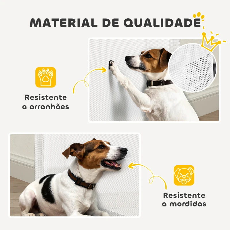 PawHut Barreira para Cães Retrátil 0-144 cm  para Cães Pequenos Barreira de Segurança para Animais de Estimação com Fecho Branco
