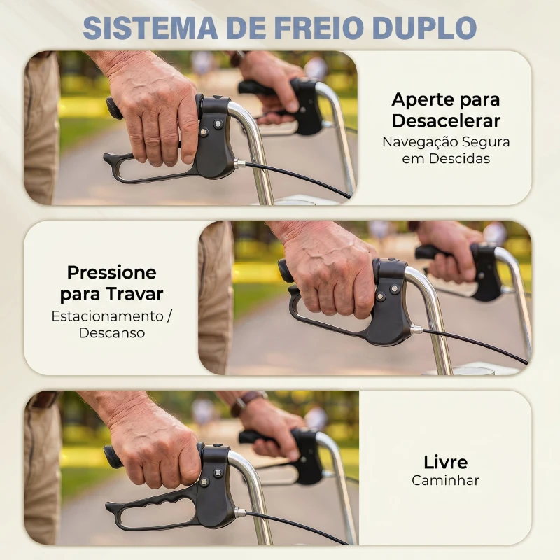 HOMCOM Andarilho Dobrável para Idosos com Assento 4 Rodas Altura Ajustável Travões de Mão Cesto Suporte de Bengala, Azul