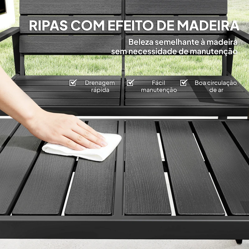 Outsunny Conjunto de Móveis de Jardim para 4 Pessoas - Sofá de 2 Lugares, 2 Cadeiras e Mesa de Centro - Preto