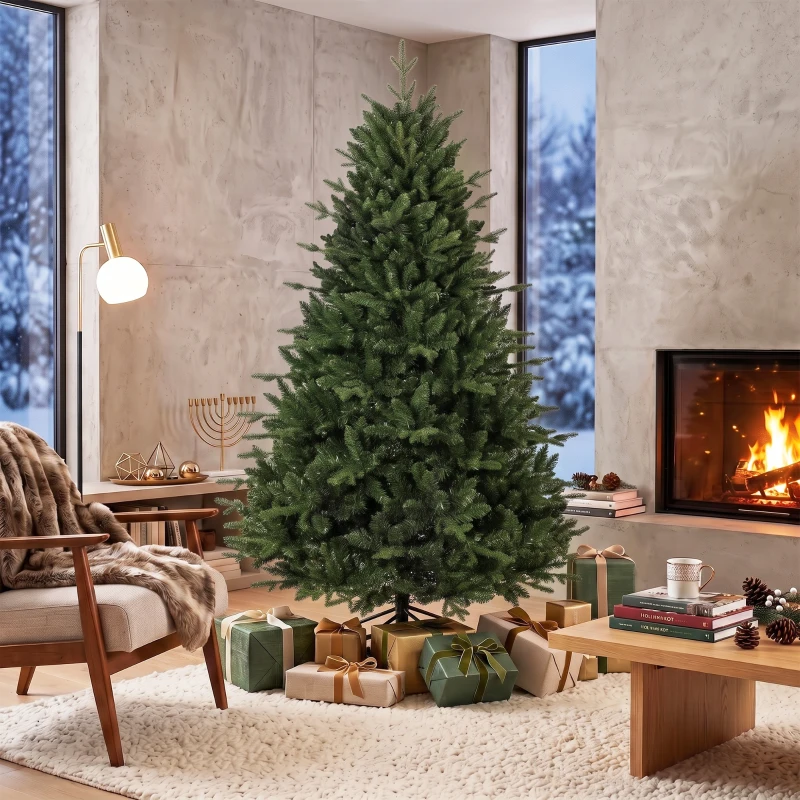 HOMCOM Sztuczna choinka jak prawdziwa z końcówkami formowanymi wtryskowo, 1237 końcówek i metalowy stojak 180 cm zielona
