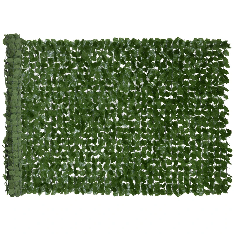 Outsunny Haie Artificiel Brise-Vue décoration Rouleau 3L x 1,5H m Feuillage réaliste Anti-UV Vert foncé