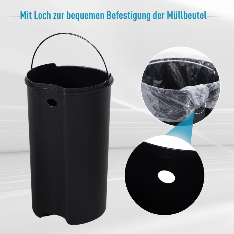 HOMCOM Abfalleimer Mülleimer Treteimer mit Inneneimer 12 L Soft Schließen Edelstahl PP Ø25,8 x H42 cm