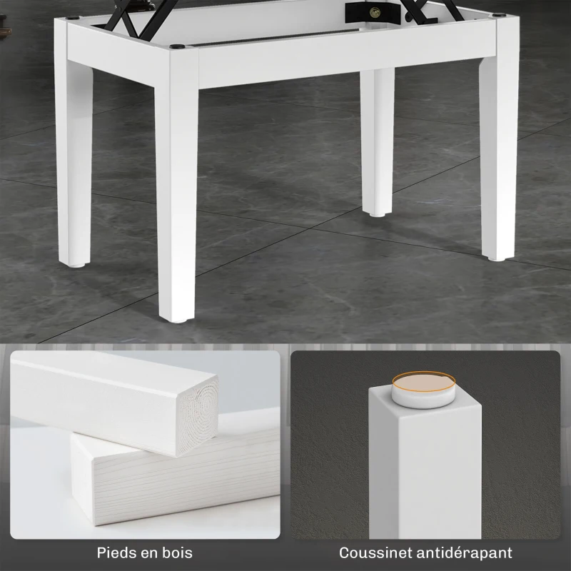 HOMCOM Banc de piano, banc de clavier réglable en hauteur en bois massif, compartiment de rangement, 55 x 33 x 48-58 cm blanc