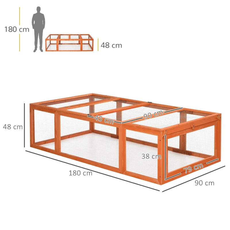 PawHut Clapier lapin extérieur cage cochon d'Inde toit ouvrable et portes verrouillables 180 x 90 x 48 cm jaune