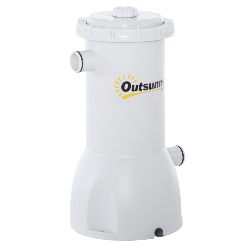 Outsunny Filtro Purificador 4.000L/H para Piscinas de 15.000L com Bolas de Filtro e Mangueiras de Conexão de 30mm Comprimento 100cm Ø21x35cm Cinza