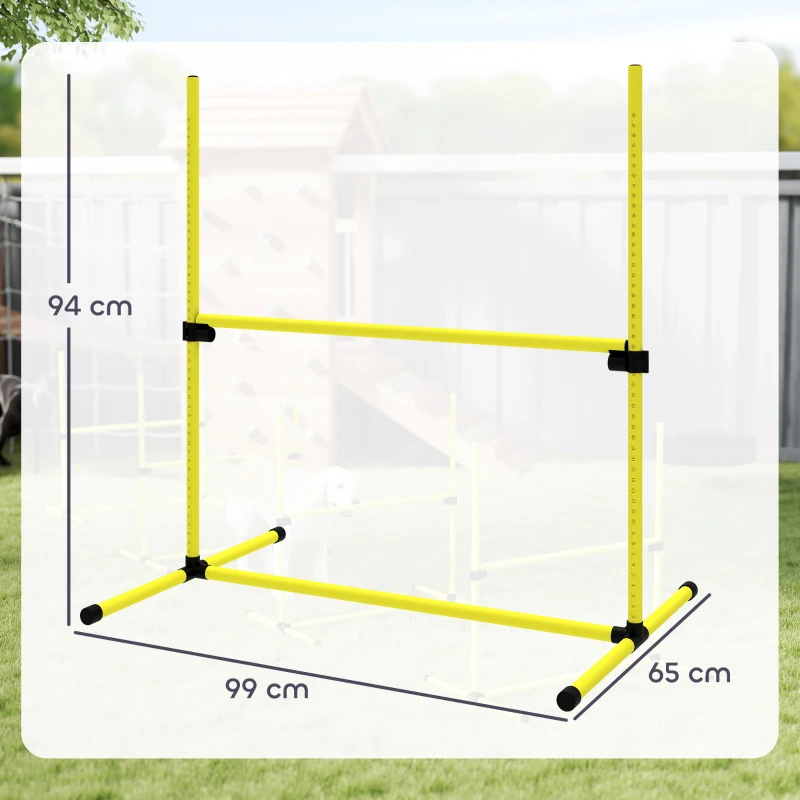 PawHut Hunde Agility-Set, Hürden/Slamonstangen/Bodenstangen, Tragetasche, robust, Gelb