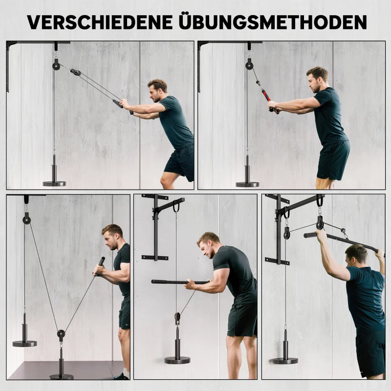 SPORTNOW Fitness Latzug Gym Fitnesssgeräte  Kabelzug Pulley System Arm Krafttraining für Zuhause