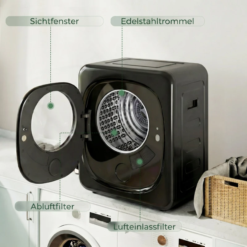 HOMCOM Kondensationstrockner mit Wärmepumpentechnologie, Tischgerät, monatliche Finanzierung