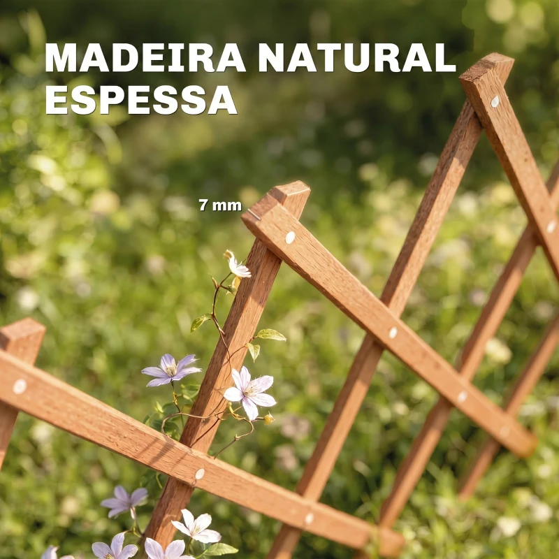 Outsunny Treliça de Jardim em Madeira Extensível Suporte para Plantas Trepadoras Rosas e Videiras 180x60 cm Castanho Claro