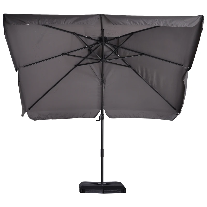 Outsunny Sonnenschirm UV30+ Ampelschirm Roma Schirm mit Ständer und 4 Gewichten inkl. Schutzhaube Alu Grau 270 x 270 x 260 cm