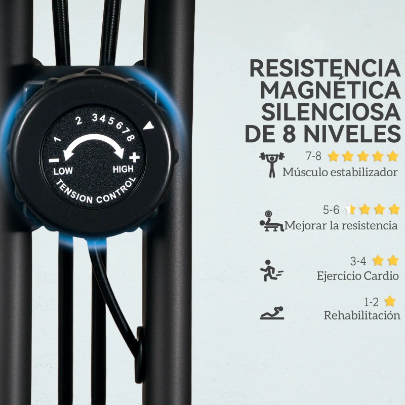 SPORTNOW Bicicleta Estática Plegable Silenciosa con Resistencia Magnética Monitor LCD y Bandas para Brazos 43x97x109 cm Negro