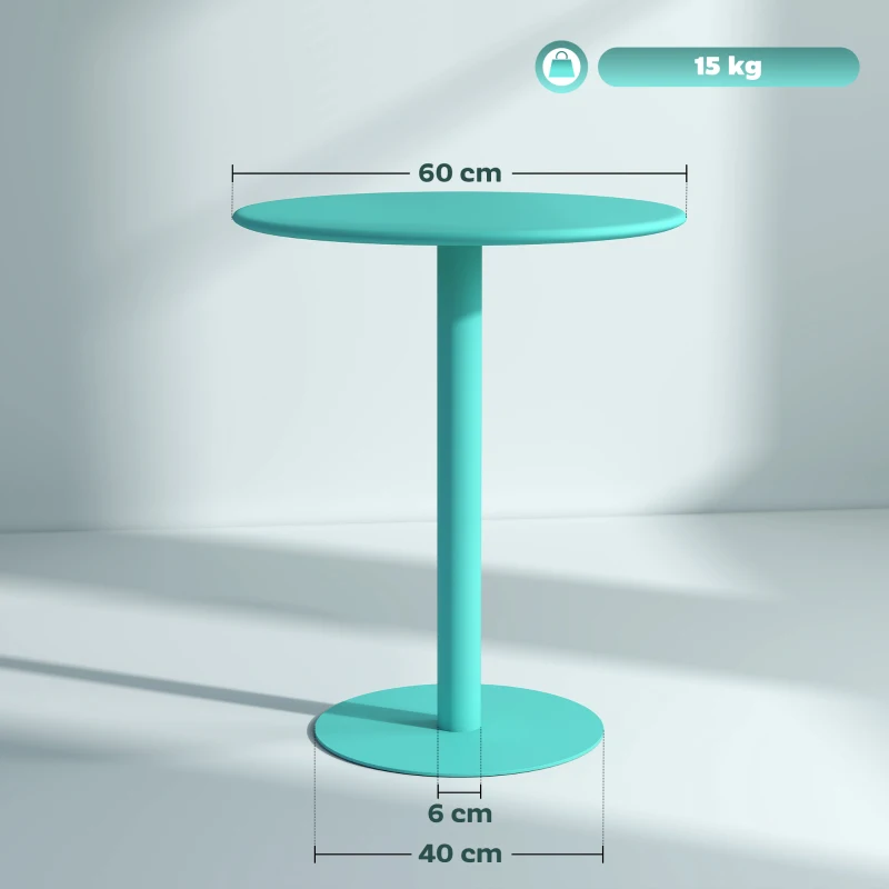 HOMCOM Mesa de Refeição Redonda para 2 Pessoas Mesa de Cozinha de Aço para Interior e Exterior Ø60x72 cm Verde