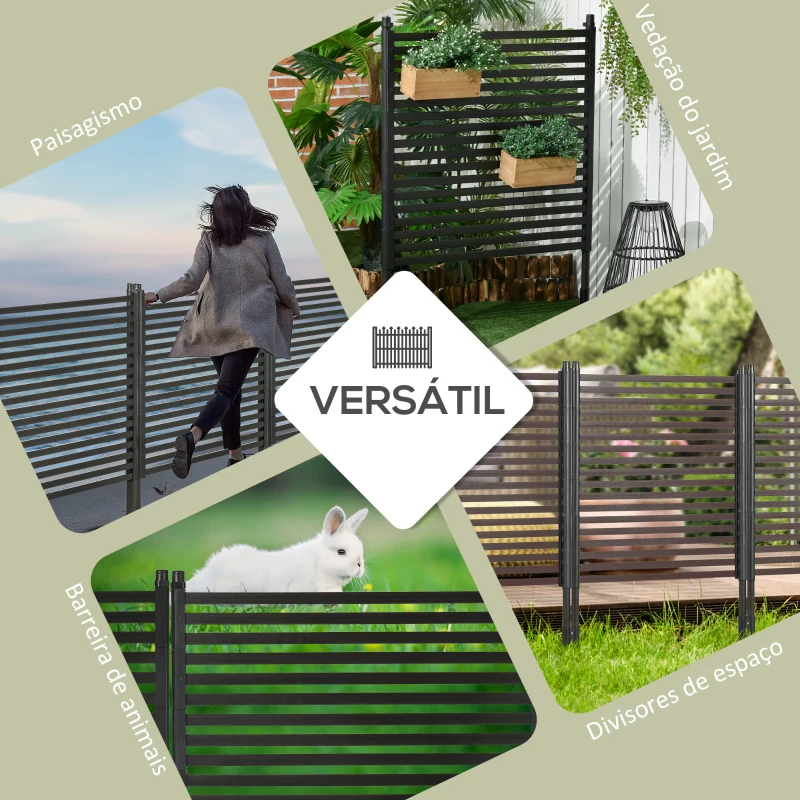 Outsunny Vedação de Jardim de Aço com Revestimento em PE para Exterior Barreira para Animais 93x22x120cm Marrom