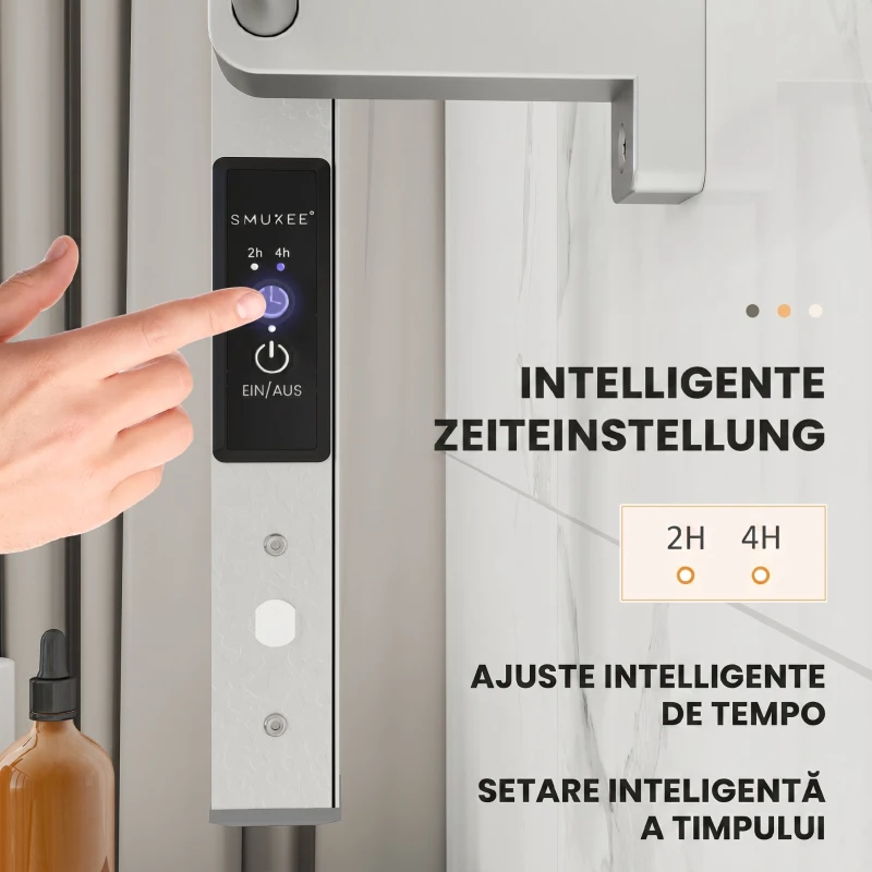 HOMCOM Uscător Electric pentru Prosoape de Podea sau Perete 150W cu Temporizator 2-4 Ore, 53x35x90 cm, Argintiu