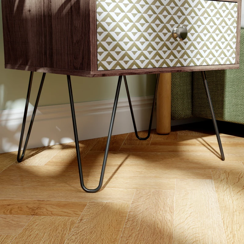 HOMCOM Mesa de Cabeceira com 2 Gavetas Pés de Aço Estilo Boémio Mesa de Cabeceira para Quarto Sala de Estar 45x39x55,5 cm Marrom