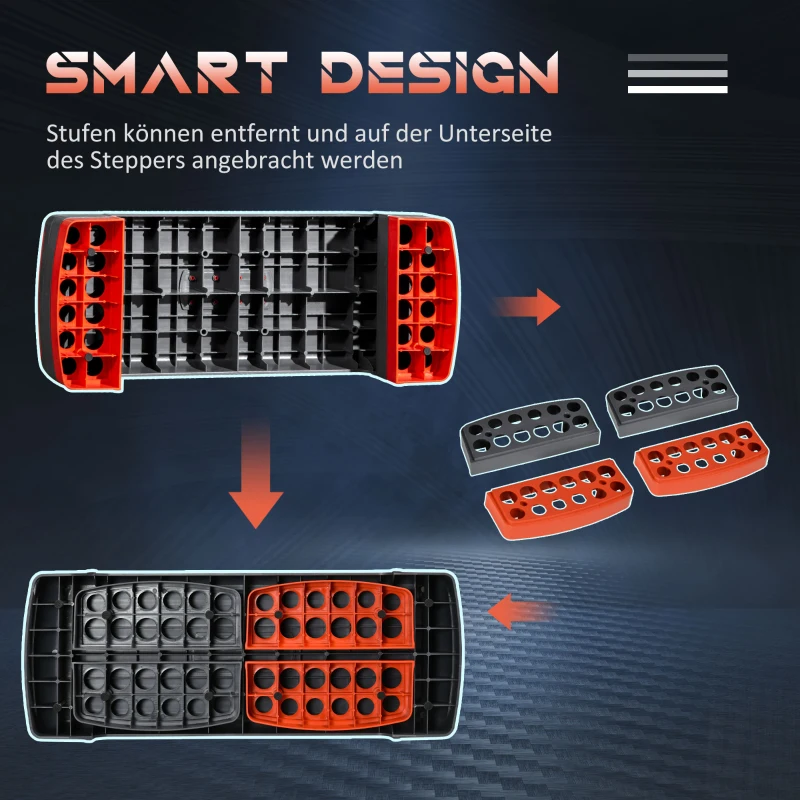 HOMCOM Stepper höhenverstellbare Stepper Aerobic Stepper, Rot + Schwarz
