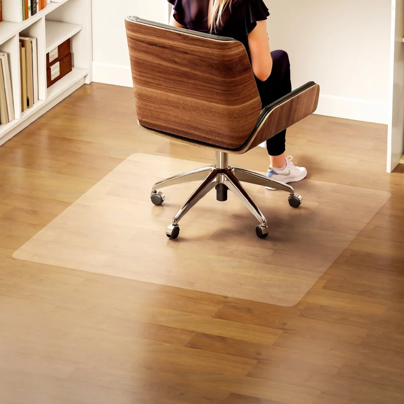 HOMCOM Tappetino Salvapavimento 120x120 cm in Plastica Trasparente per Sedia da Ufficio