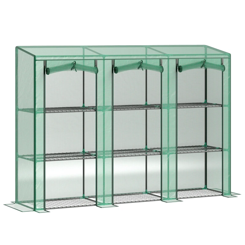 Outsunny Estufa Pequena com Prateleiras de 3 Níveis Portas com Fecho de Correr Estufa para Cultivar 215x46x151 cm Verde