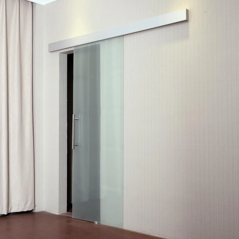 HOMCOM Porta Scorrevole Interna in Vetro Smerigliato con Binario B1 e Maniglia per Bagno Cucina Studio Vetro 205x 90x 0.8cm