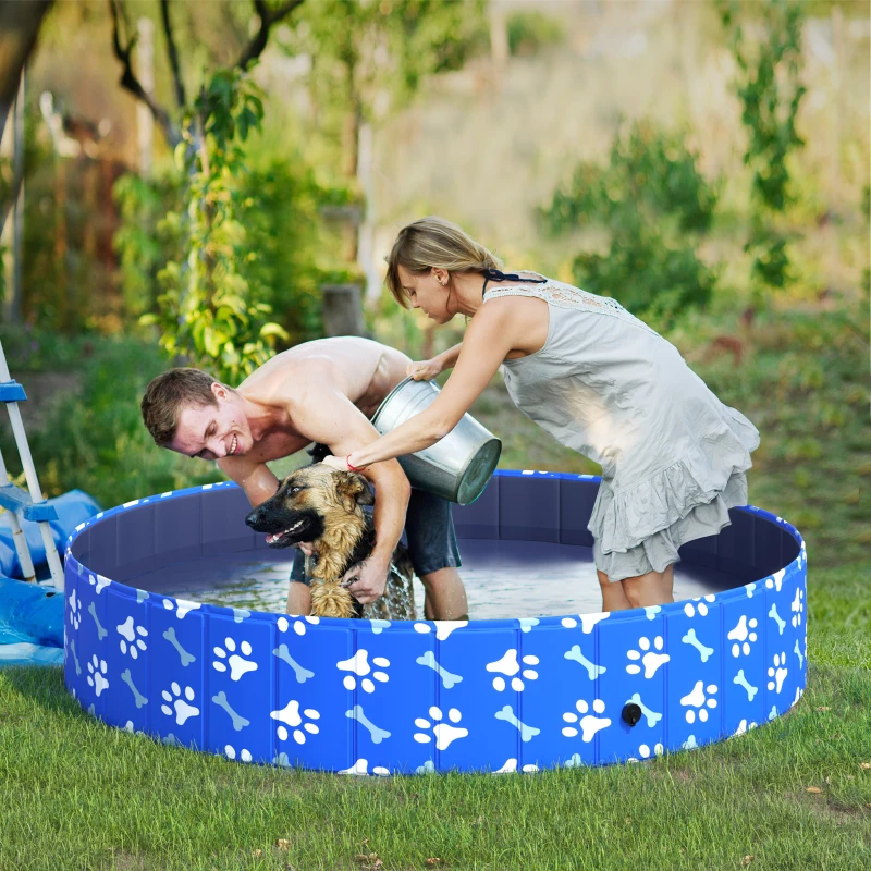 PawHut Hundepool Faltbar Planschbecken für Hunde bis 65 kg Ø160 x 30 cm Rutschfest Hundebadewanne Swimmingpool Schwimmbecken für Hunde und Katzen