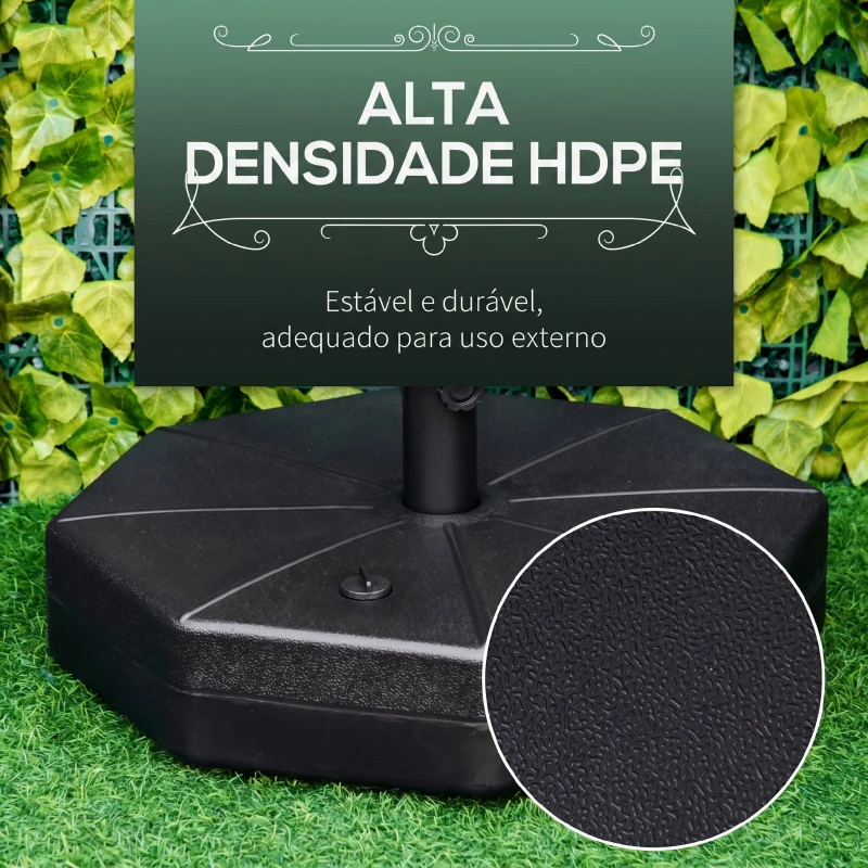 Outsunny Base para Chapéu de Sol Portátil Base para Chapéu de Sol Recarregável para Mastros de Φ3,8cm e  Φ4,8cm  Preto