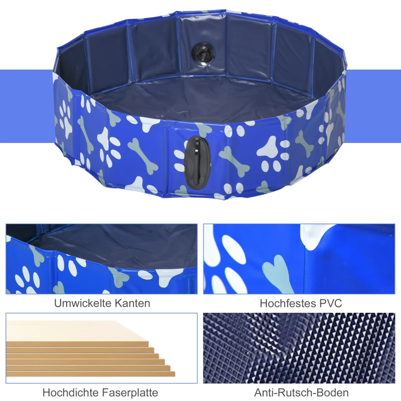 PawHut Hundepool Faltbar Planschbecken für Hunde bis 25 kg Ø80 x 20 cm Rutschfest Hundebadewanne Swimmingpool Schwimmbecken für Hunde und Katzen