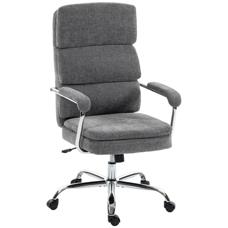 HOMCOM Home Office Bürostuhl, höhenverstellbarer 360° drehbarer Schreibtischstuhl für das Homeoffice, Grau