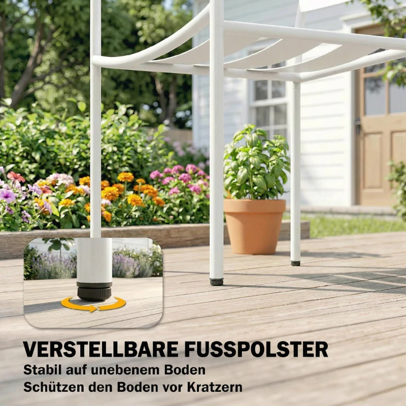 Outsunny Bistroset 3 teiliges Metall Gartenmöbel-Set mit 2 Gartenstühlen, Glastisch, Lamellen-Design, Rostbeständig