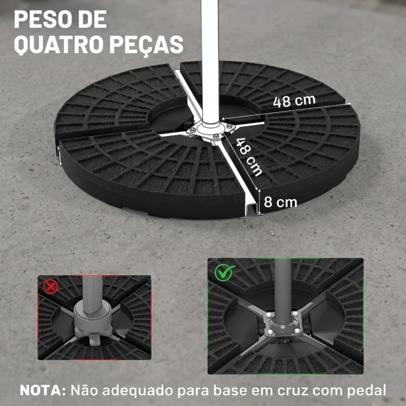 Outsunny Conjunto de Pesos para Base de Chapéu de Sol de 4 Peças Preenchível com 52 Litros de Água 60 kg de Areia ou 70 kg Ambos Preto