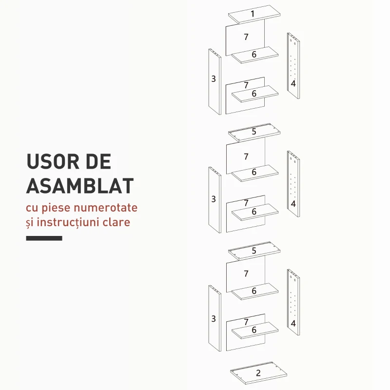 HOMCOM Raft pentru CD-uri cu 6 Rafturi Reglabile, Capacitate de 260 CD-uri/120 DVD-uri, 33x24x140 cm, Alb