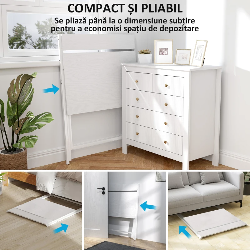 HOMCOM Birou pliabil cu suport pentru monitor, 81.5x62x86.5 cm, alb