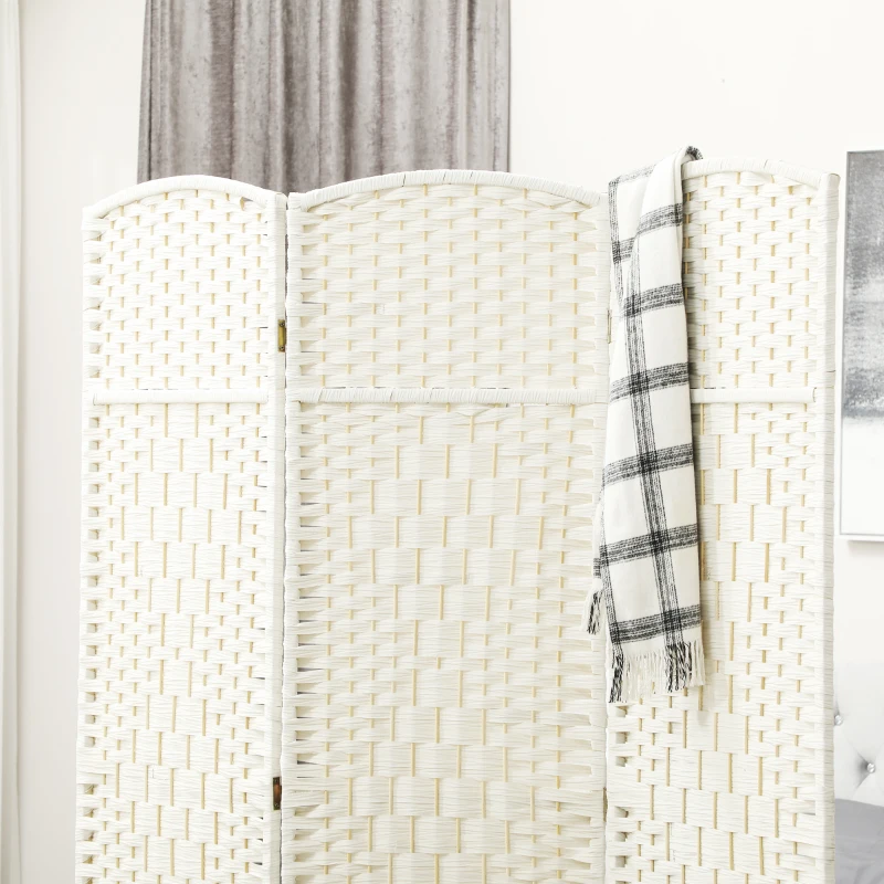 HOMCOM Separador de Ambientes de 3 Painéis Biombo Dobrável 135x180 cm Polipropileno Branco