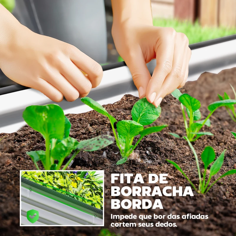 Outsunny Conjunto de 2 Caixas de Plantio de Exterior em Aço Galvanizado para Terraço Jardim 135x90x30 cm Prateado